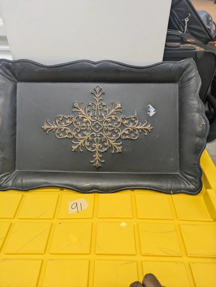 Southern Living at Home Black Florentine Tray with Gold Accents - Image 2 of 4