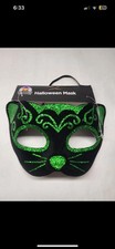 Masquerade Mask Venetian/Party/Mardi Gras/Halloween Costume Cat/Black/Green NEW