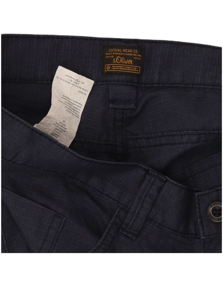 S.OLIVER Mens Casual Shorts W30 Medium Navy Blue Pinstripe Cotton BF06 — 第 3/3 张图片