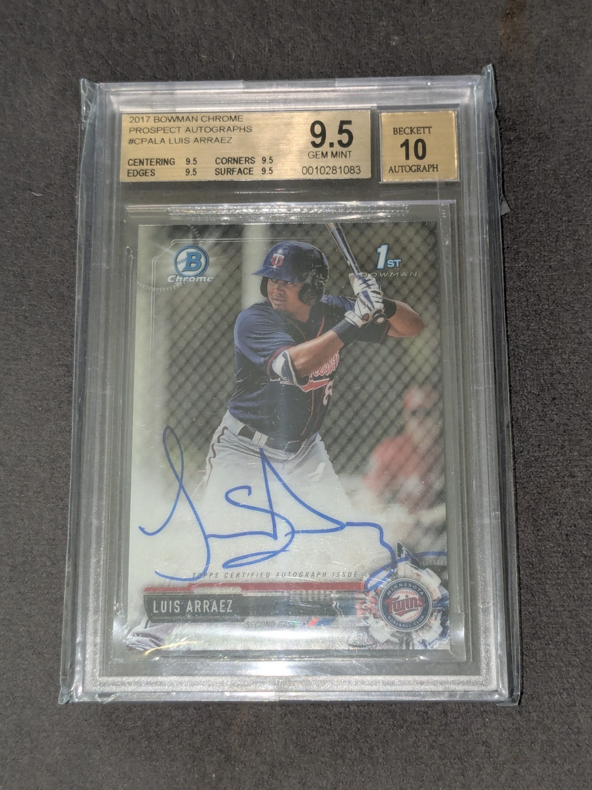 2017 Bowman Chrome Luis Arraez Prospect Auto BGS 9.5