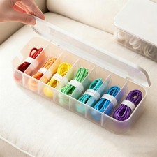 Cord Organizer Box with Lid, 7 Compartment Cable Management with 7 Wire Ties,...