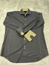 Bogosse Luxury Long Sleeve Men's Dress Shirt 5 XL Contrasting Flip Cuffs Black