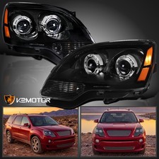 Fits 2007-2012 Gmc Acadia Black Halogen Projector Headlights Lamps Leftright