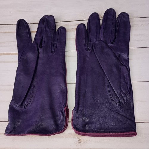 Anne Klein Aris Lederhandschuhe Damen Größe 7 1/2 7,5 Lila Vintage