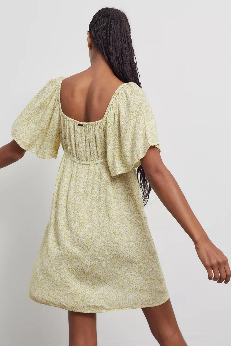 UNDERCOVER Billabong Secret Garden Mini Abito Donna Verde Medio Floreale Vestibilità Svasata Svolazzante