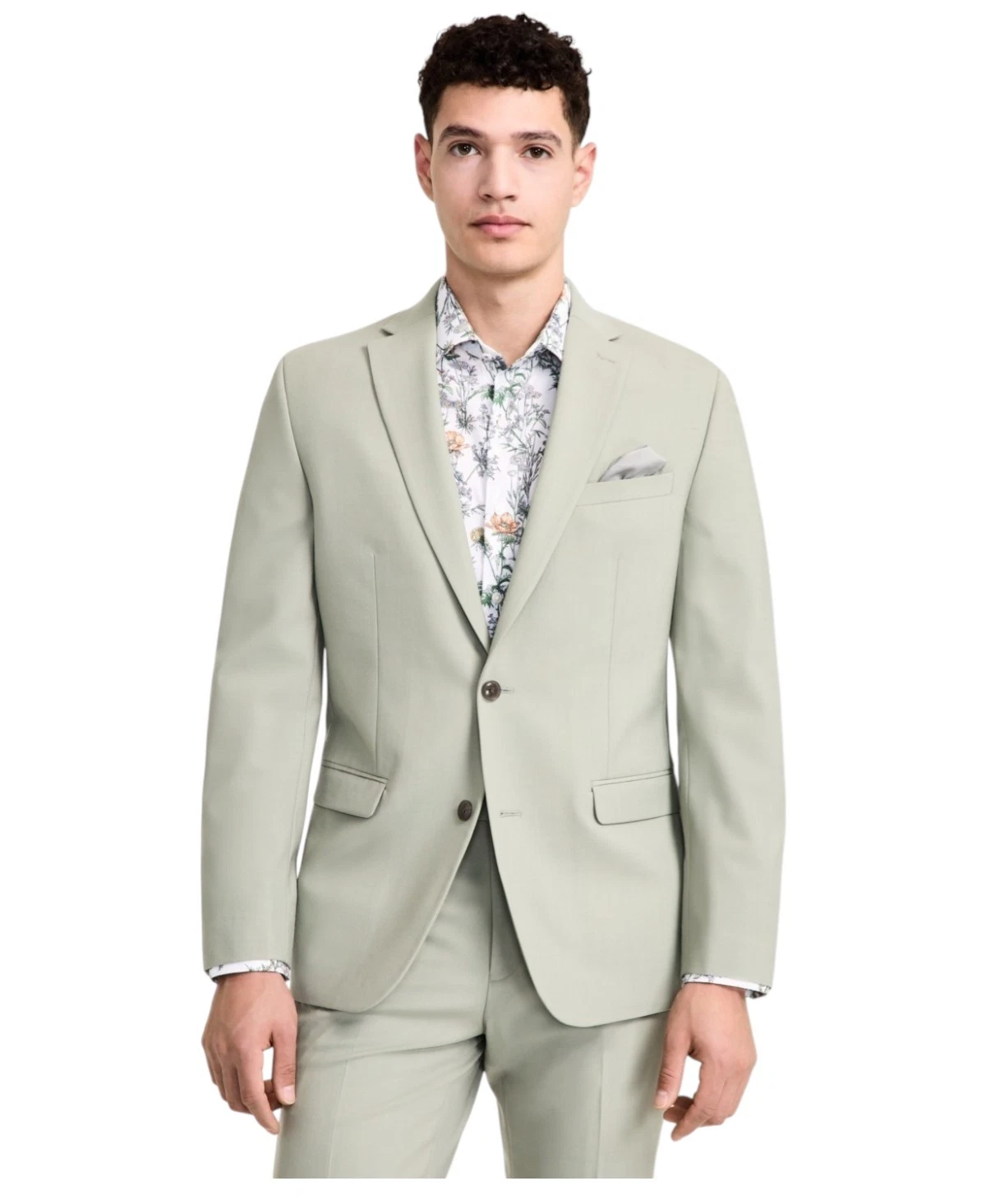 Bar Iii Mens Slim fit Suit Jacket Blazer 38 L Pastel Green Solid Stretch
