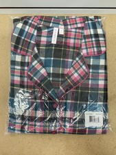 Joyspun Womens Flannel Top and Pants Pajama Set 2 Piece Black Soot Size L