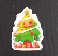 Happy Christmas Tree With Presents Christmas Sticker 2" x 1.5" AH 