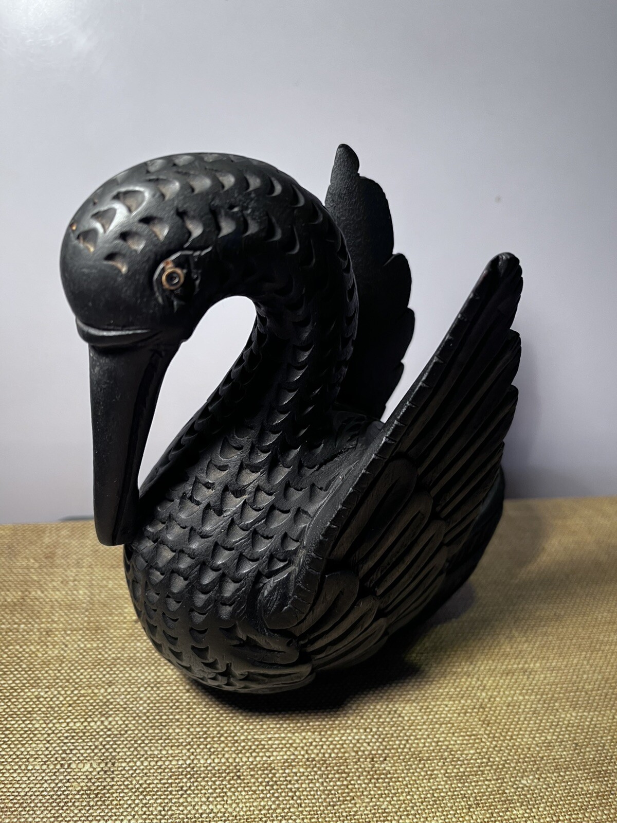 Carved Wood Swan  Hard Wood.