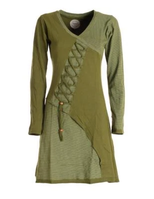 Vishes Asymmetrisches Langarm Damen Baumwoll-Keid Shirt-Kleid - Bild 1 von 2