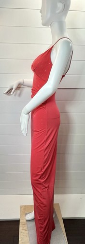 VTG 90s City Triangles Bodycon Prom Red Dress Sparkle Diamonds Babydoll Top S - Picture 4 of 13