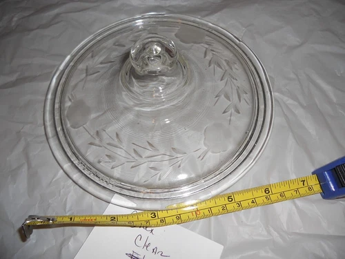 Pyrex 622  Clear  Glass Round Replacement Lid  FLORAL PATTERN.....622 or 506 C