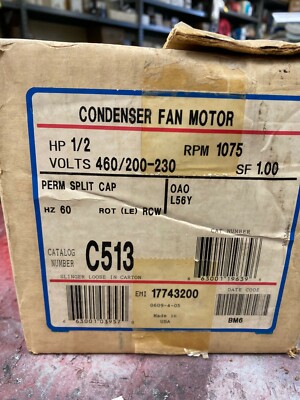 Magnetek C513 1/2 HP, 1075 RPM, 460/200-230 Volt, 1.25/ 2.6-2.5 Amps, OAO, 56Y