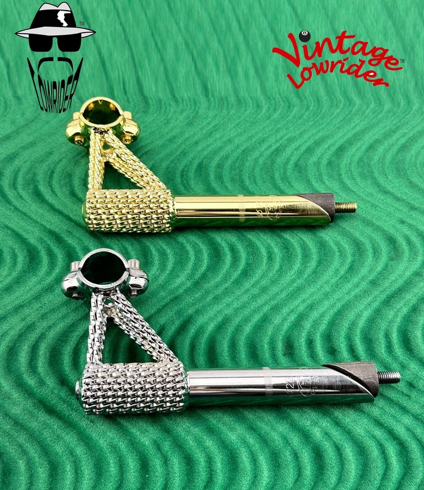 F&R VINTAGE LOWRIDER MINI SQUARE TWISTED BICYCLE STEM 22.2MM CHROME OR GOLD. - Image 2 of 4