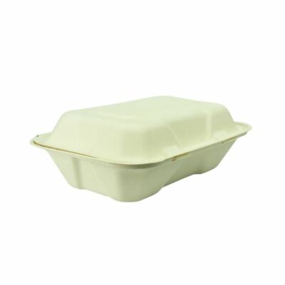 Vegware aufklappbare Essensboxen Behälter für Fast Food aus Bagasse 200 Stück