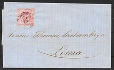 Peru covers 1861 1 Peseta 4th setting folded cover AREQUIPA to Lima