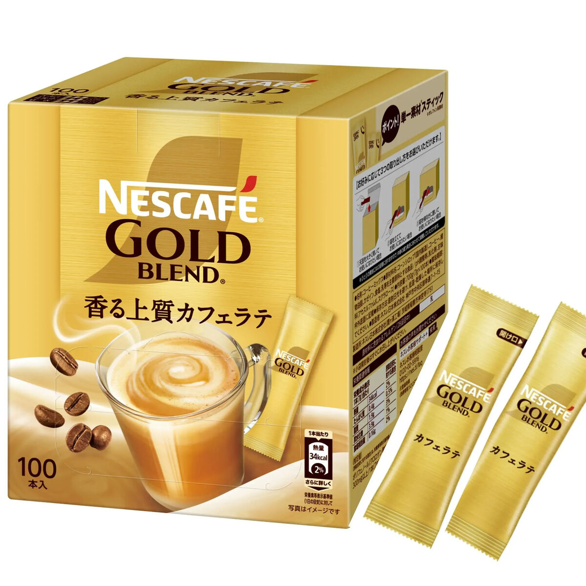 Nescafe Gold Blend Stick Coffee 100P (7g/P) Box, Cafe Latte Nescafe Gold Blend Stick Coffee 100P (7g/P) Box, Cafe Latte