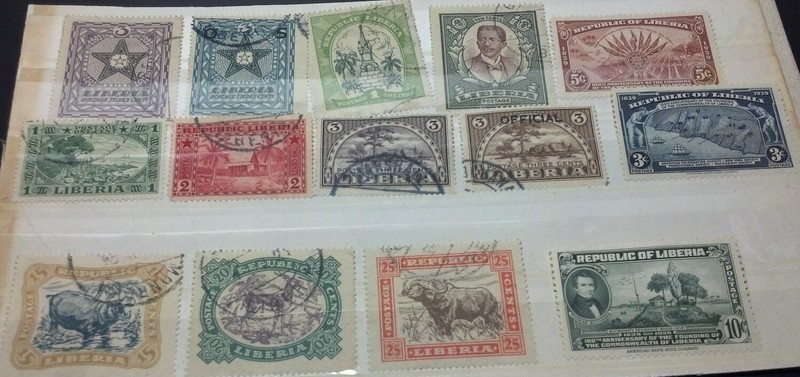 Lot "B" of 14 Liberia postage stamps Older Includes some overprints NM/VF