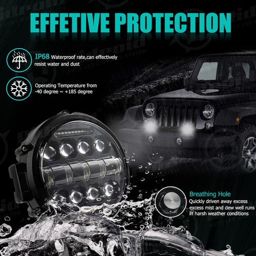 Barra de luz LED redonda de 7" pulgadas punto inundación DRL conducción niebla ATV SUV camión todoterreno - Imagen 5 de 15