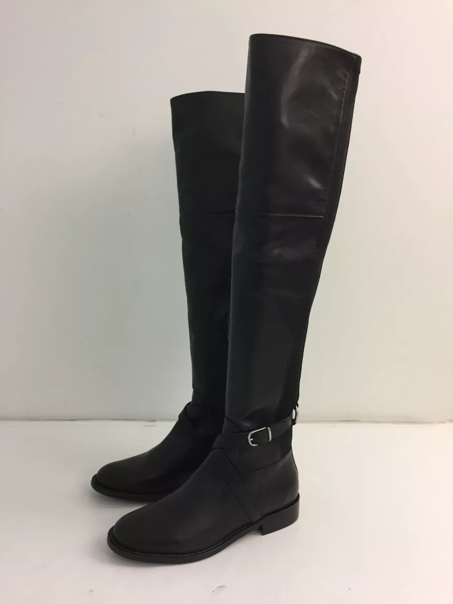 DUO Women s Over The Knee Boots Black Leather Samantha Thigh High