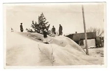 RPPC Group Of Children Standing Large Snow Hill February 1919 Real Photo Poscard