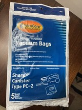 Sharp Canister Type PC-2 Vacuum Cleaner Allergy Bags 5 Pk