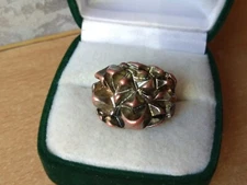 Vintage Jewelery metal size 6 Ring copper Signet religion 