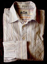 Men's Robert Graham Dress Shirt Stripe Multi- Color Size XL 100 Cotton EUC