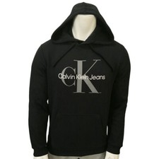 MSRP $111.99 NWT CALVIN KLEIN MEN'S BLACK LONG SLEEVE HOODIE SWEATSHIRT SIZE M L