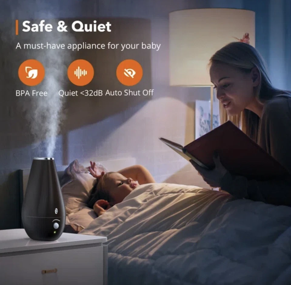 TaoTronics TT-AH026 Small Cool Mist BPA-free Humidifier - Black - Image 2 of 4