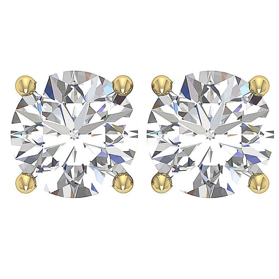 VVS E 1.0/1.50/2.0Ct Solitaire Stud Earring Lab Grown Diamond Prong Set 14K Gold - Image 2 of 4