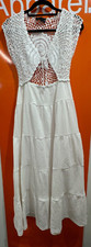 🔥Asos Crochet Bodice Maxi Dress With Tiered Skirt, White, NEW, Size 10, B121