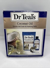 Dr Teal's Epsom SALT SOAK FOAMING BATH Body Foot COCONUT Oil Moisturize Gift Set