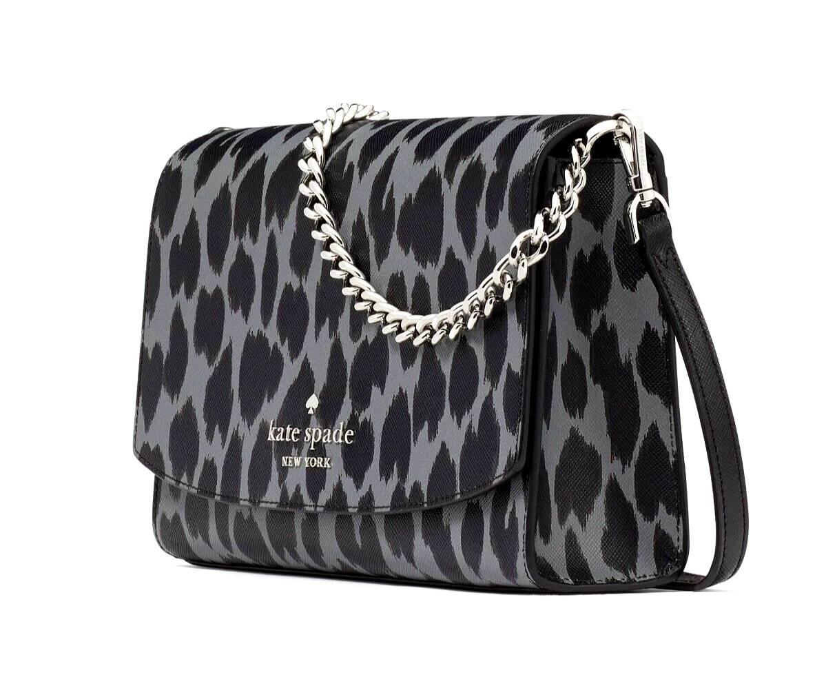 Nuovo sacchetto a tracolla convertibile Kate Spade Carson Saffiano animale maculato polvere