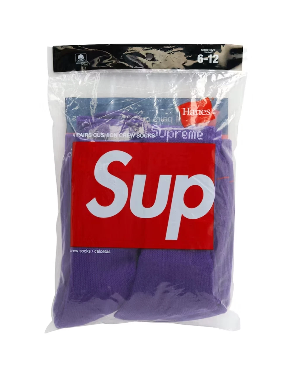 Chaussettes Supreme Hanes Crew (pack de 4) violet