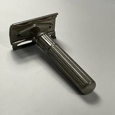 Gillette Vintage Razor Double Edge SILVER HANDLE Reg U.S. Patt. Off USA