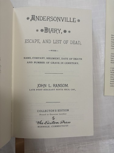 Andersonville Diary: Escape & List of Dead