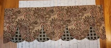 Waverly Paisley Brown Red Scalloped Layer Buttons Valance 