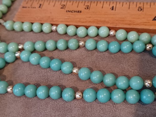 ANTIQUE JADE 3.5 oz APPLE GREEN NECKLACE BEAD GILT CLAP 31" - Picture 5 of 21