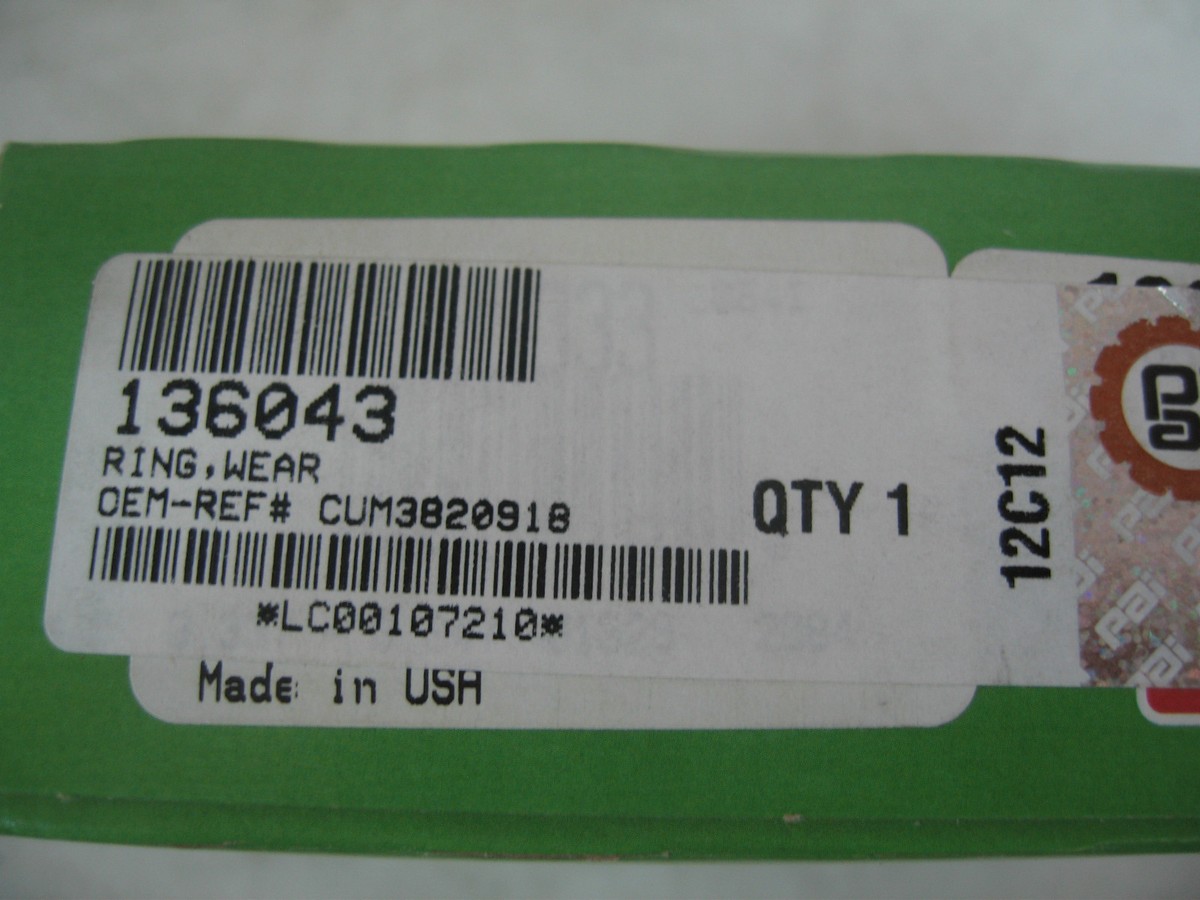 Front Crankshaft Wear Ring for Cummins L10. PAI# 136043 Ref
