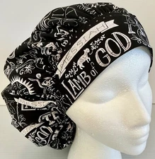 King of Kings Lamb of God Print Large Medical Bouffant Scrub Cap Surgery Hat