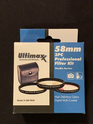 New Ultimaxx 3 Piece Multi Coated HD Filter Kit 58mm (UV, CPL, FLD) (#UM-FK58)