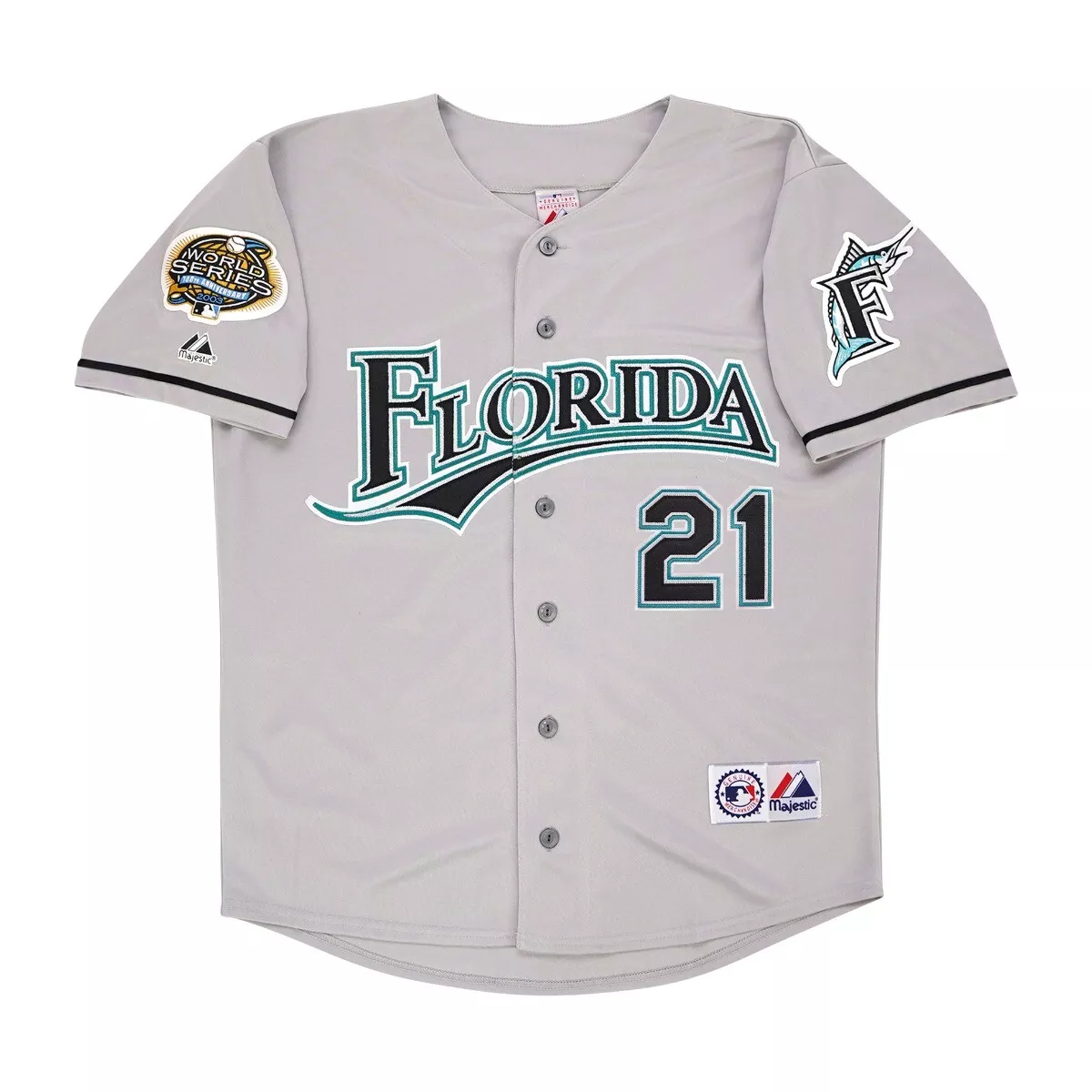 Josh Beckett 2003 Florida Marlins World Series Men's Grey Road Jersey  (M-2XL)