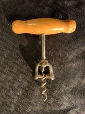 VINTAGE Wood Handle Bell Corkscrew Wine Bottle Opener