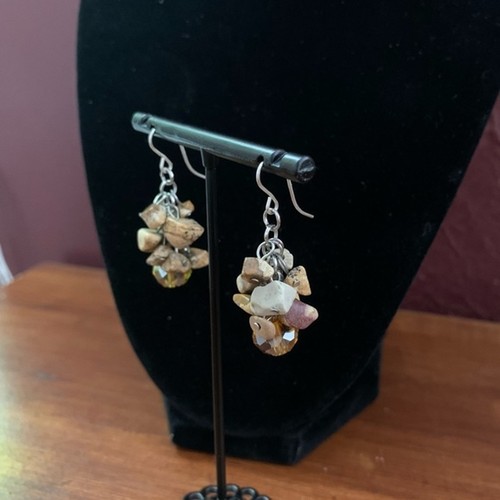 Sterling silver and semi-precious stones earrings Earthtones 925 - Picture 3 of 6