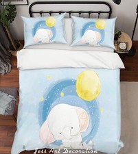 3D Elephant Cartoon Kids Quilt Cover Set Duvet Cover Bedding Pillowcases