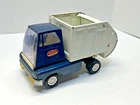 1970's TONKA GARBAGE TRUCK 9" BLUE & WHITE STEEL SANITATION TRUCK