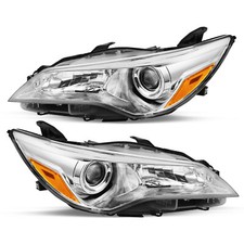  For 2015 2016 2017 Toyota Camry Projector Chrome Amber Headlights Assembly Pair