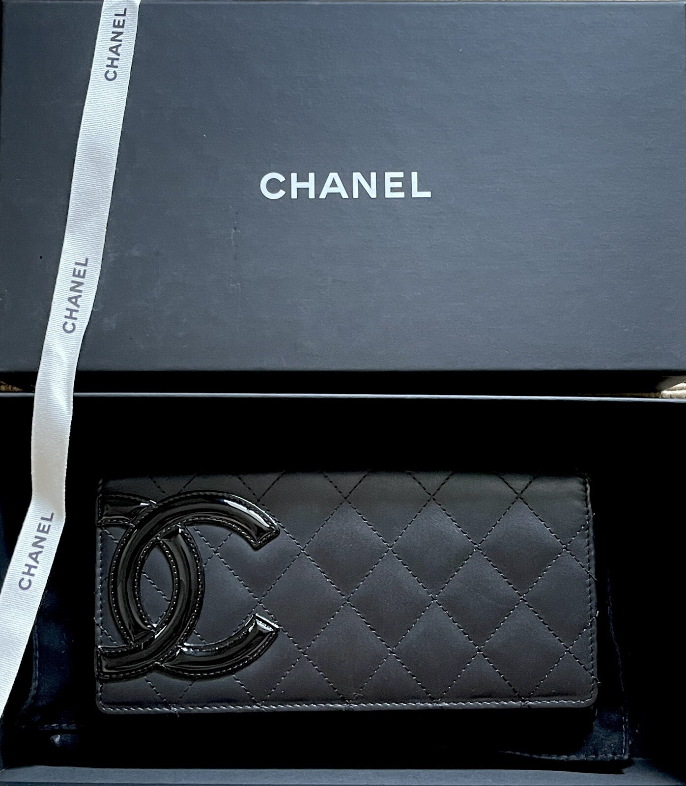 Authentic CHANEL Long Wallet, Black, Leather & "CC" L… Gem