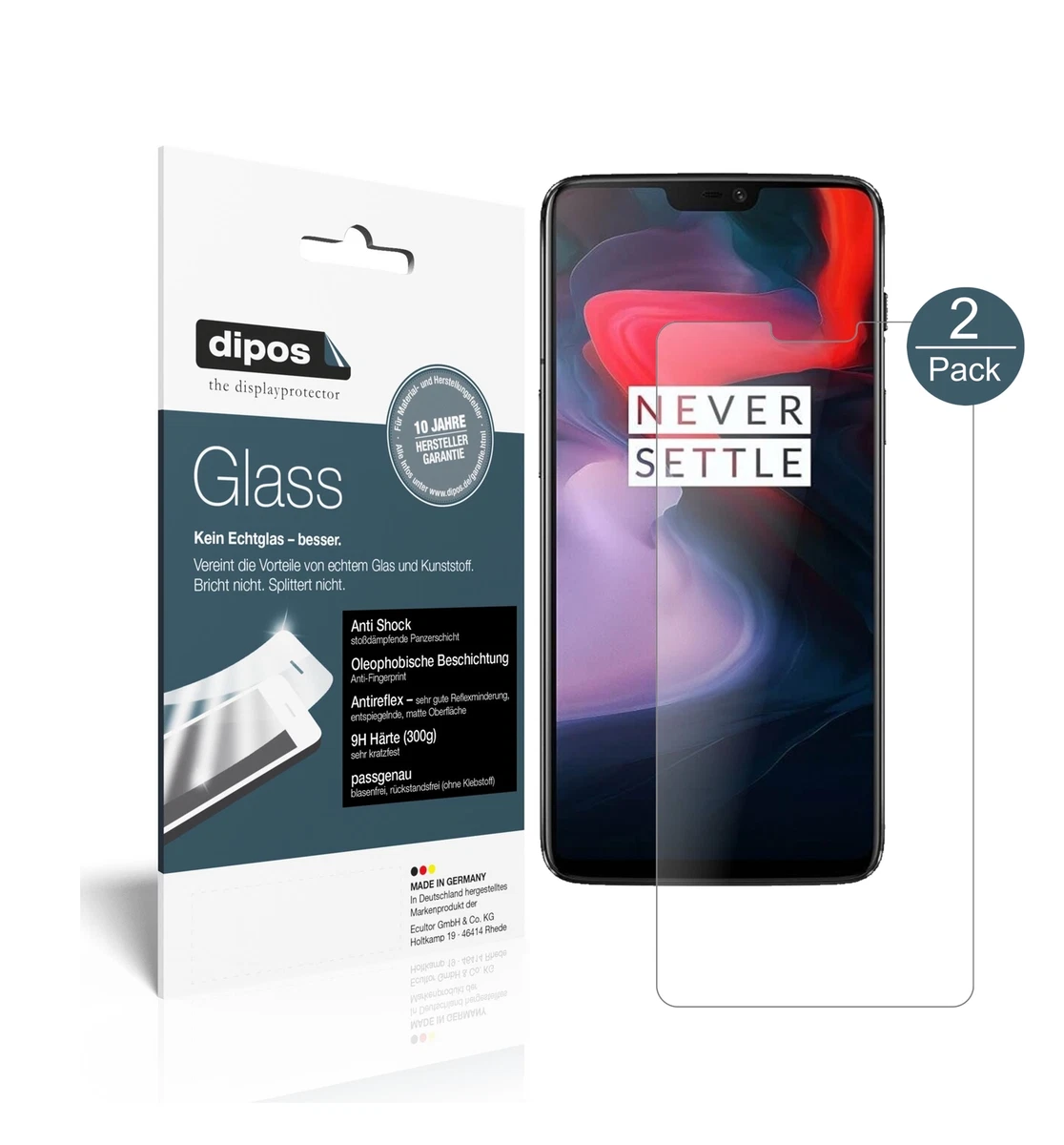 5 Pellicole Protettive Dipos Per OnePlus 8T, Cristallo Trasparente HD, Anti-graffio, Made In Germany (Nota: Più Piccole Dello Schermo Curvo)